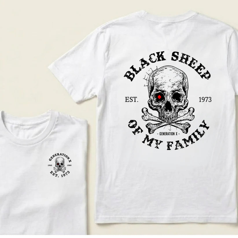 Custom EST.Year Customize GenX Black Sheep Of My Family T-Shirt
